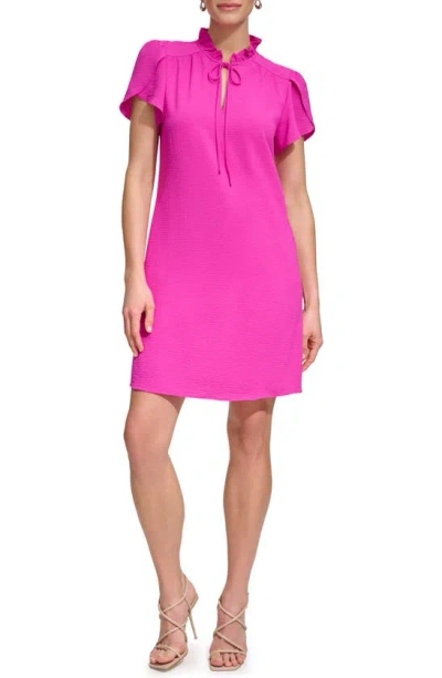 Dkny Tulip Sleeve Gauze Dress In Power Pink