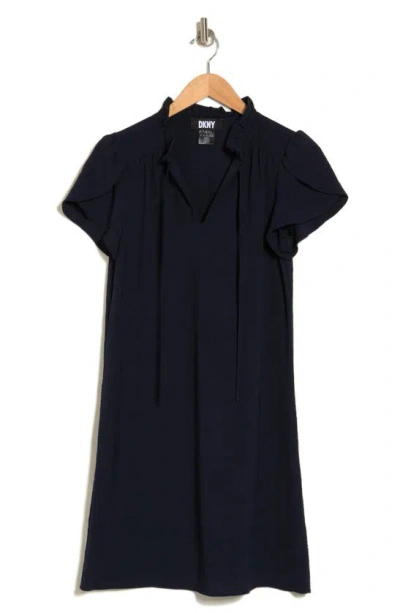 Dkny Tulip Sleeve Gauze Dress In Spring Navy