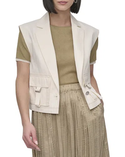 Dkny Tumble Twill Vest In Cnt-coconut