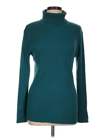 Pre-owned Dkny Turtleneck Sweater In Teal