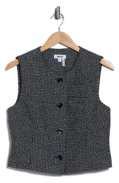 Dkny Tweed Crop Vest In Black