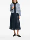 Dkny Tweed Frayed-edge Jacket In Blue