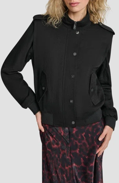Dkny Twill Bomber Jacket In Black