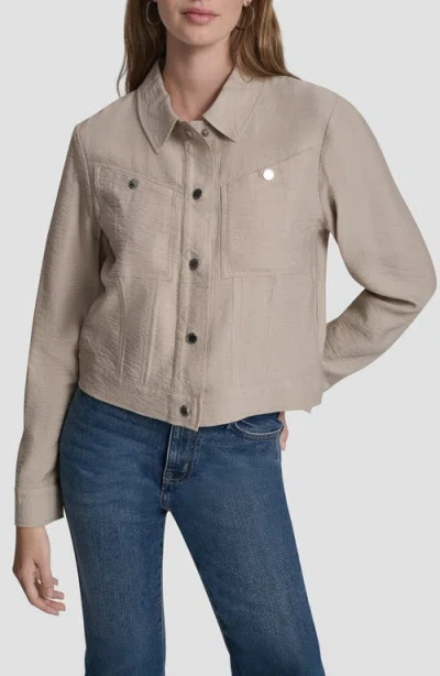 Dkny Twill Trucker Jacket In Brown