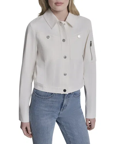 Dkny Twill Trucker Jacket In White