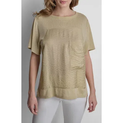 Dkny Twinkle Mixed Media T-shirt In Green