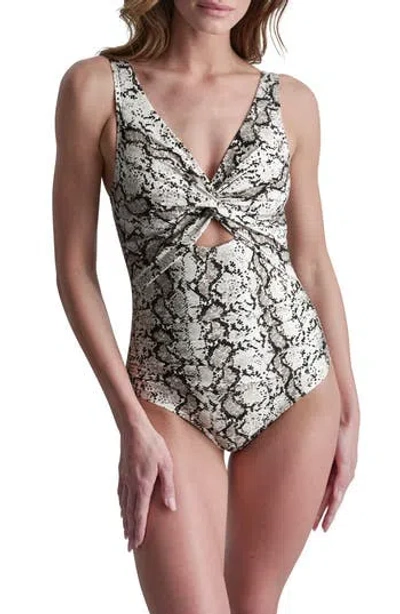 Dkny Twist Keyhole One-piece Swimsuit In Multi