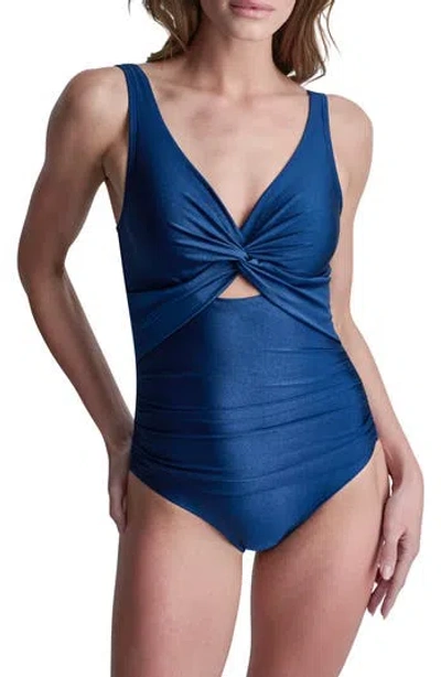 Dkny Twist Keyhole One-piece Swimsuit In Multi