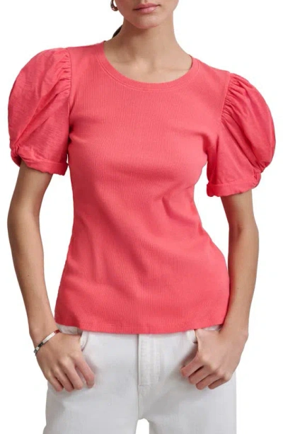 Dkny Twist Sleeve Rib Top In Beach Coral