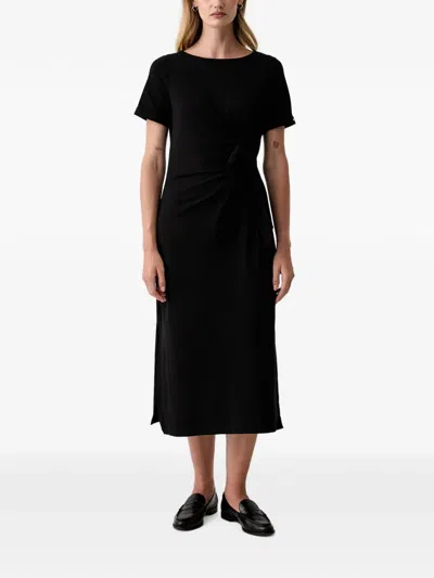 Dkny Twist-detail Side-slit Midi Dress In Black