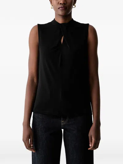 Dkny Keyhole Sleeveless Jersey Top In Black