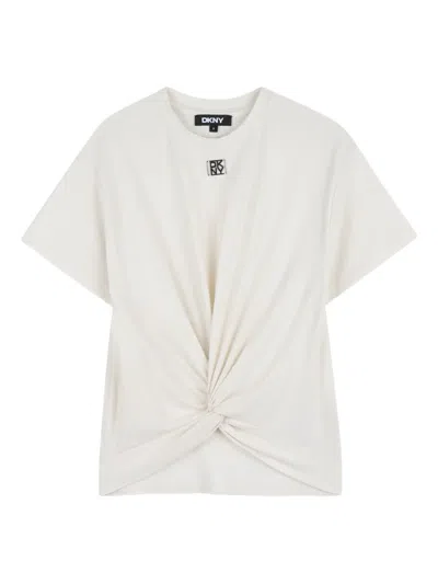 Dkny Kids' Twisted T-shirt In Neutral