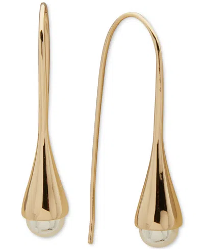 Dkny Two-tone Bead-tipped Threader Earrings In Gold,silve