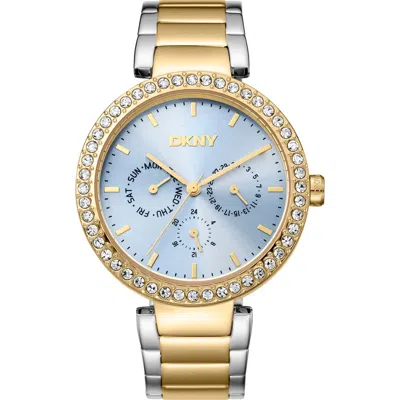 Dkny Two Tone Crystal Embellished Bracelet Watch, 40mm In Two Tone Silver And Gold