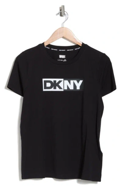 Dkny Two-tone Graphic T-shirt In Black