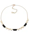 DKNY TWO-TONE JET STONE HEXAGON STATEMENT NECKLACE, 16" + 3" EXTENDER
