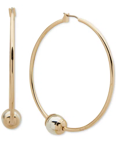 Dkny Two-tone Large Bead Hoop Earrings, 2.03" In Gold,silve