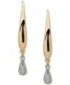 Dkny Two-tone Tear Drop Polished Threader Earrings