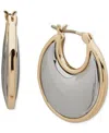 Dkny Two-tone Wide Inlay Domed Hoop Earrings