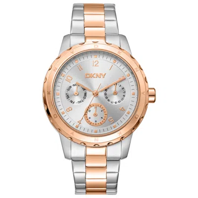 Dkny Two-tone Chronograph Watch In Silver