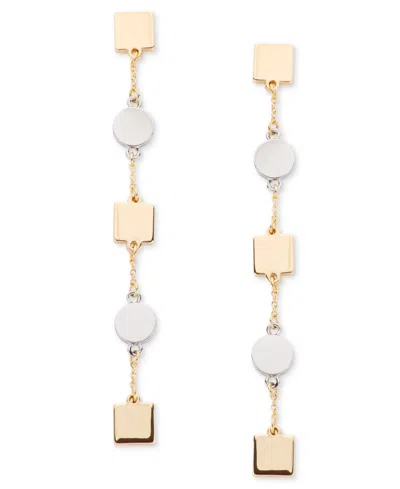 Dkny Two-tone Disc & Square Linear Earrings In T-tone