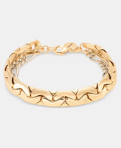 Dkny Two-tone Multi Chain Open Drama Flex Bracelet In Gold