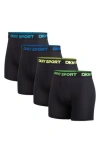 Dkny Ultralight Mesh Pack Of 4 Boxer Briefs In Blue/blue/yellow/ Green Logo