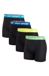 Dkny Ultralight Mesh Pack Of 4 Boxer Briefs In Blue/blue/yellow/ Green Wb