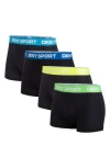 Dkny Ultralight Mesh Pack Of 4 Trunks In Black/blue/yellow/ Green