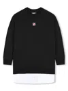 Dkny Under-layered Hem Logo Print Sweatshirt-dress In Black