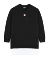 Dkny Under-layered Hem Logo Print Sweatshirt-dress In Black