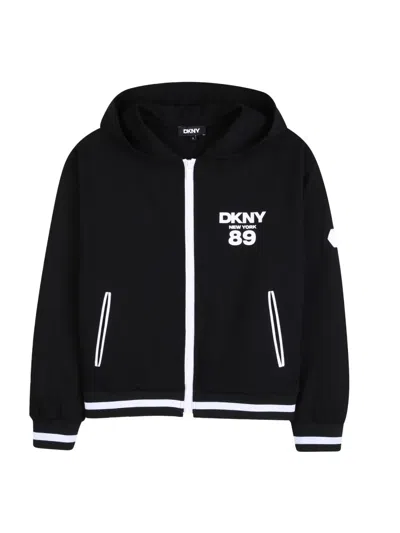 Dkny Unisex Mini Cardigan With Hood In Black
