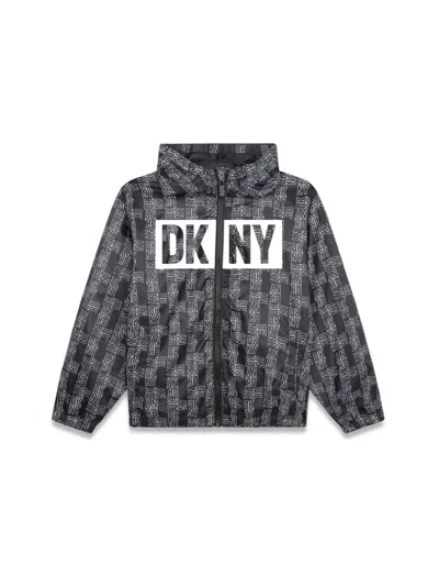Dkny Unisex Mini Windbreaker Jacket For Kids In Black