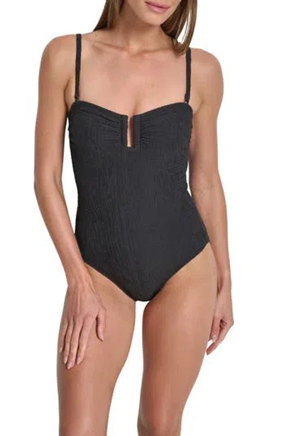 Dkny U-wire Bandeau One-piece Swimsuit In Black