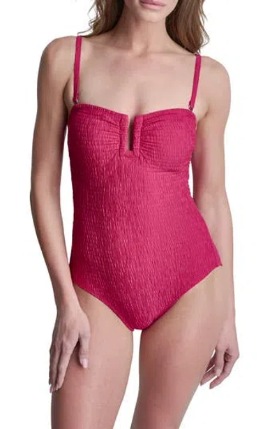 Dkny U-wire Bandeau One-piece Swimsuit In Pink