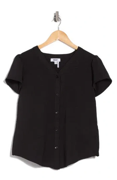 Dkny V-neck Button-up Top
