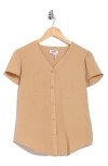 Dkny V-neck Button-up Top