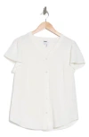 Dkny V-neck Button-up Top In White