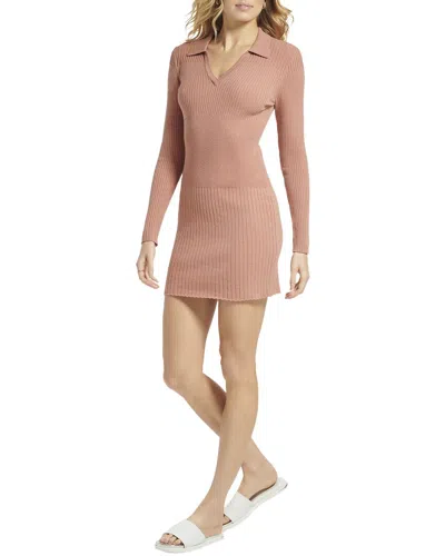 Dkny V-neck Collared Rib Dress