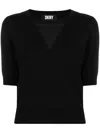 Dkny V-neck Cropped Jumper In Black