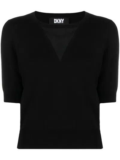 Dkny V-neck Cropped Jumper In Black