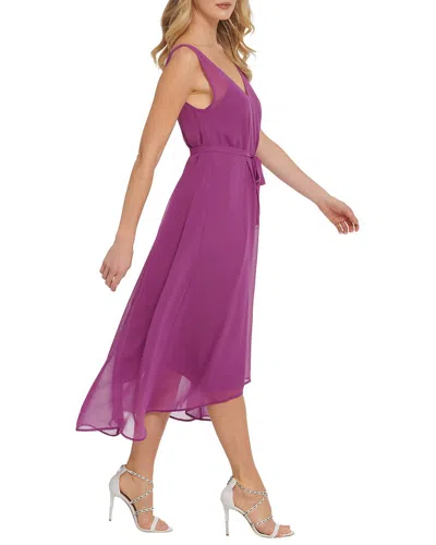 Dkny V-neck Hi-low Dress In Purple