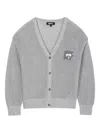 Dkny V-neck Knitted Cardigan In Gray