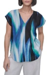 Dkny V-neck Linen Top In Caribbean