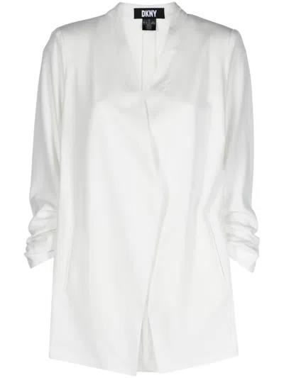 Dkny V-neck Long-sleeve Blazer In White