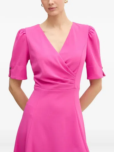 Dkny V-neck Short-sleeve Dress In Pink