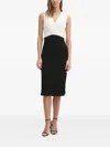 Dkny V-neck Textured Midi Dress In White