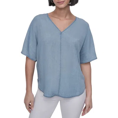 Dkny V-neck Top In Blue