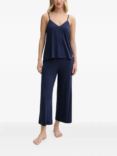 Dkny V-neck Wide-leg Pyjamas In Blue