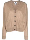 Dkny V-neck Wool Cardigan In Neutrals